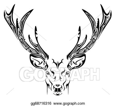 Deer clipart tribal. Vector art abstract head