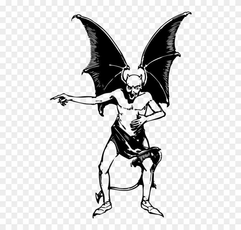 Demon clipart devil. Wings horns pointing evil