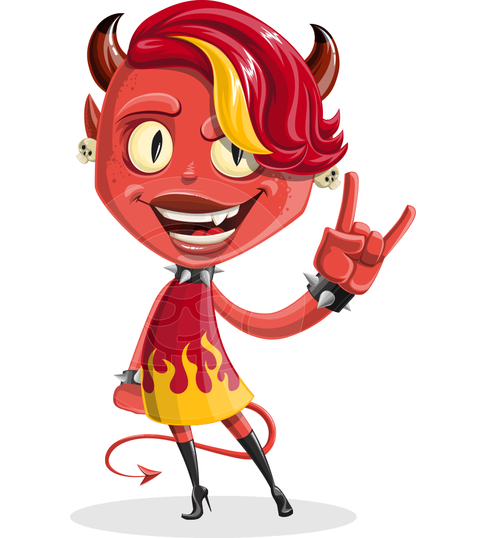Demon clipart female devil. Vector cartoon character aka