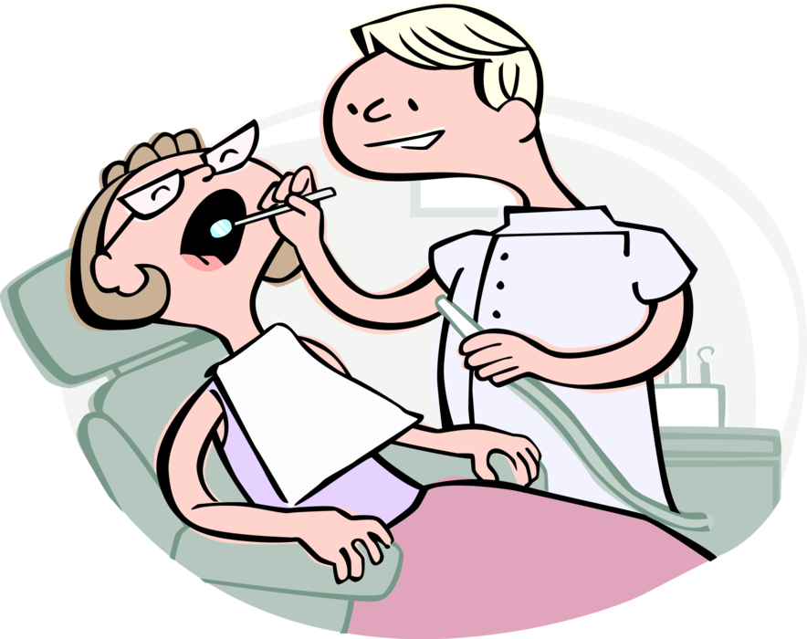 Patient receives examination vector. Dentist clipart dental exam
