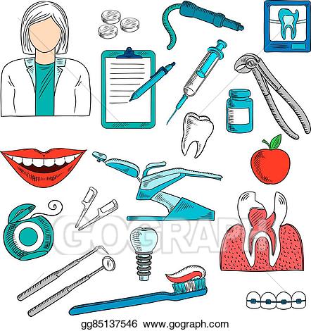 Eps vector female with. Dentist clipart equipment