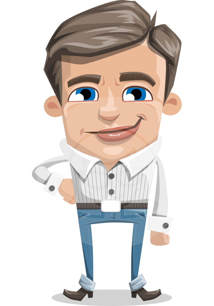 Vector office guy character. Young clipart animated