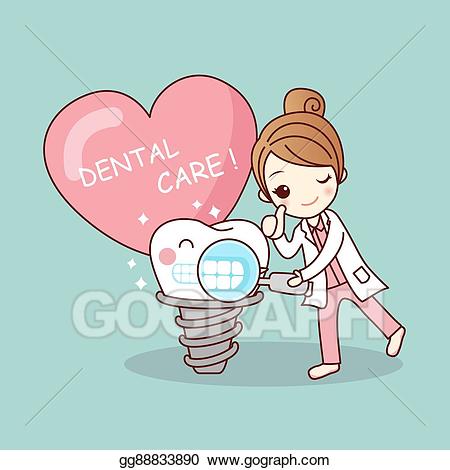 Dentist clipart happy. Vector illustration cartoon tooth