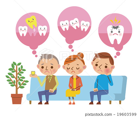Three patients with anxious. Dentist clipart waiting room