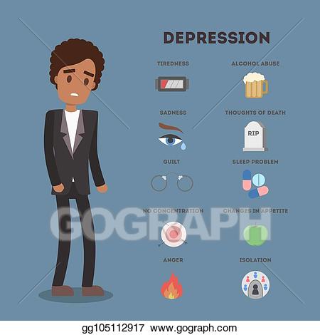 Vector stock symptoms of. Depression clipart addiction