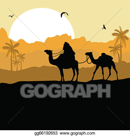 Eps illustration camel in. Desert clipart desert caravan