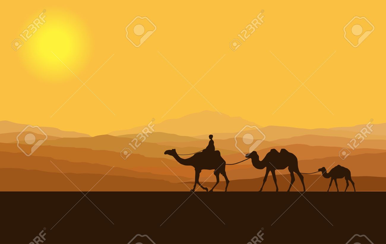 Stock vector camal in. Desert clipart desert caravan