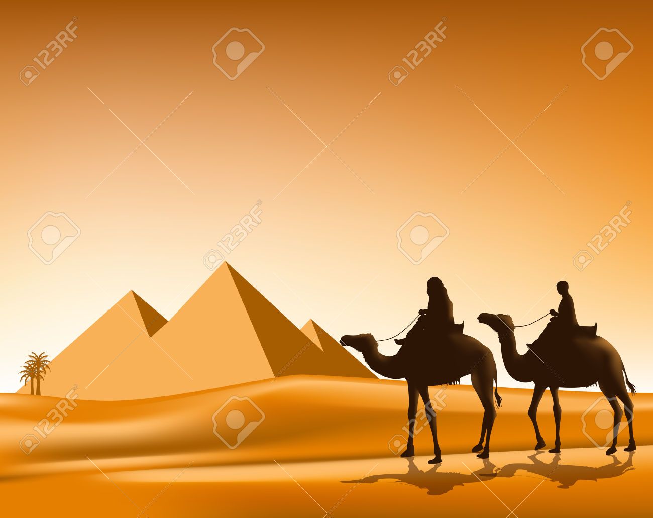 Desert clipart desert caravan. Stock vector egypt camels