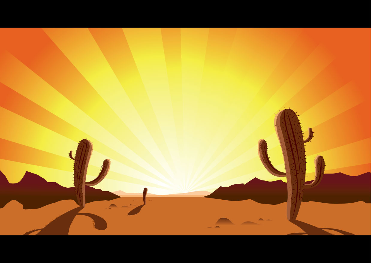 Sunset clipart western sunset. Mexican desert vector background