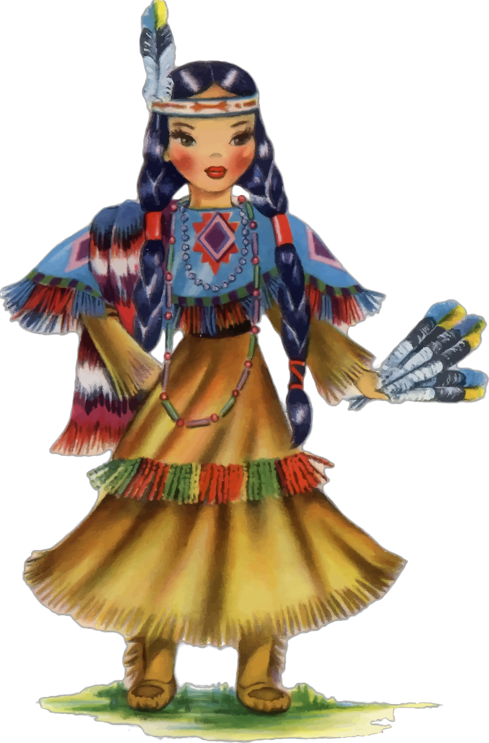 Doll clipart vintage doll. Native american big image
