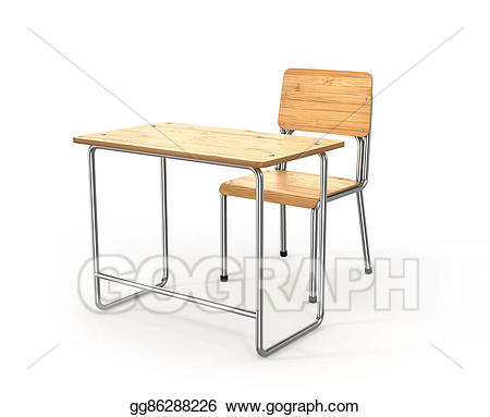 Stock illustration and chair. Desk clipart 3d school
