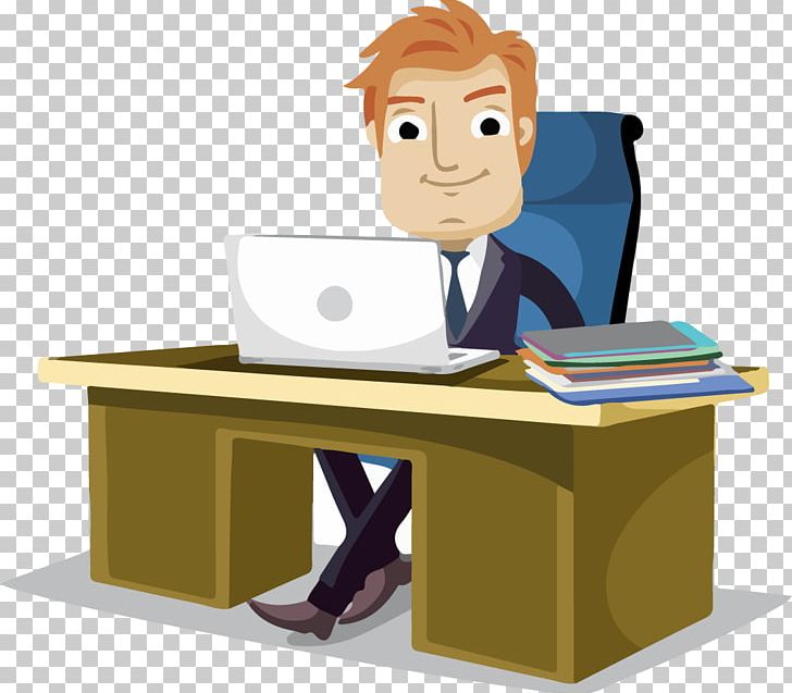 Businessperson computer office png. Desk clipart business