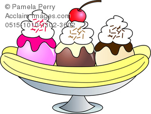 Desserts clipart banana split ice cream. Clip art image of