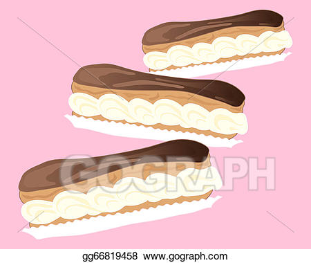 Desserts clipart chocolate eclair. Eps illustration eclairs vector