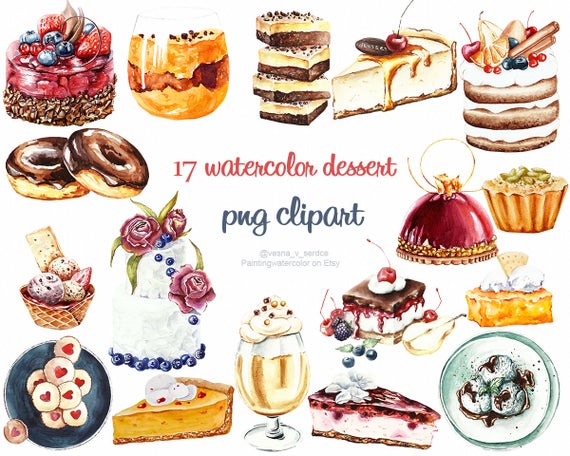 dessert clipart watercolor
