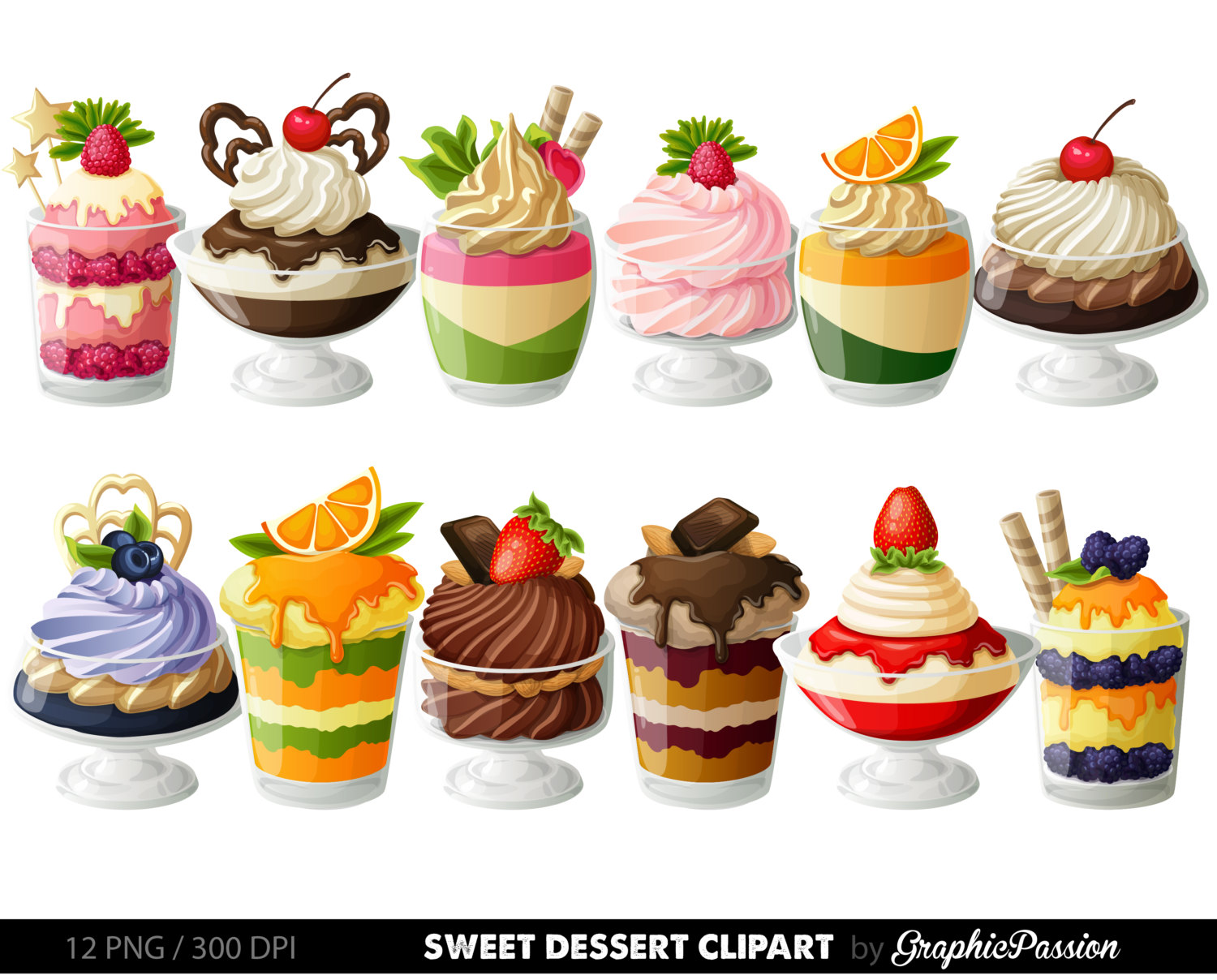 Digital cake clip art. Desserts clipart