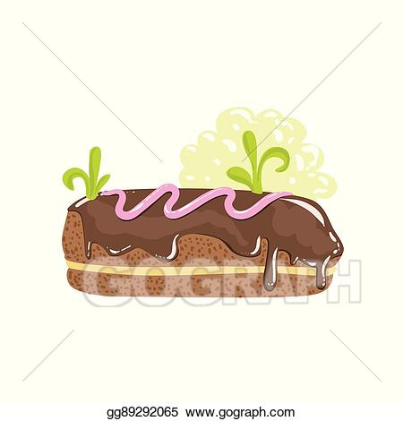 Vector classic sweet pastry. Desserts clipart chocolate eclair