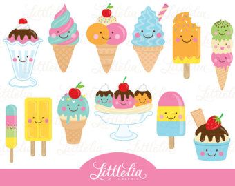 Watercolor ice cream summer. Desserts clipart land