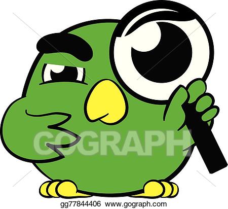Detective clipart analysis. Vector cute little bird
