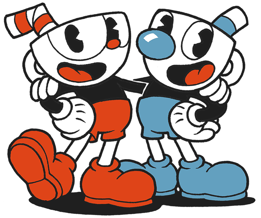 Cuphead mugman character profile. Gaming clipart person