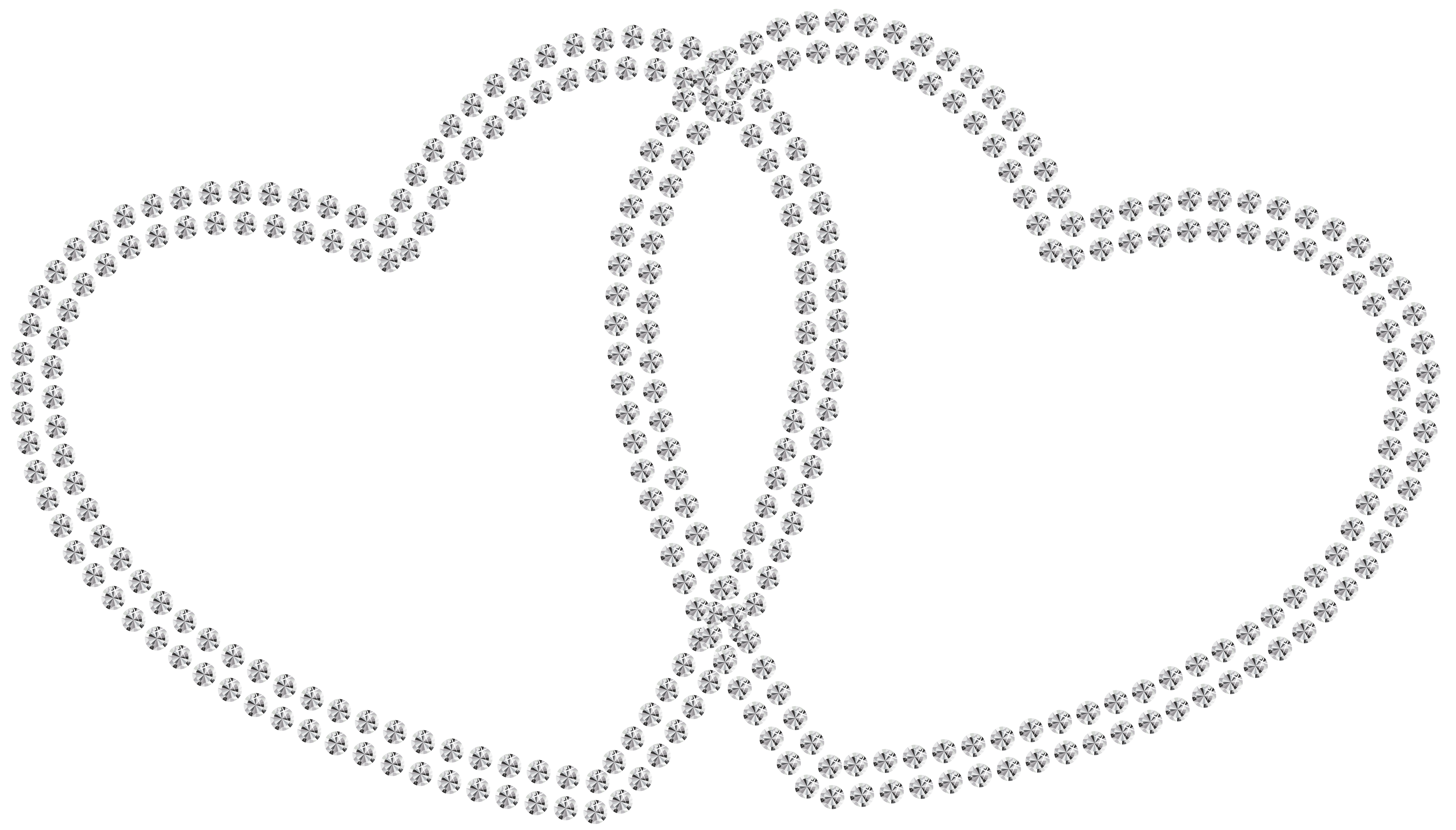 Transparent two diamond hearts. Pearl clipart silver necklace