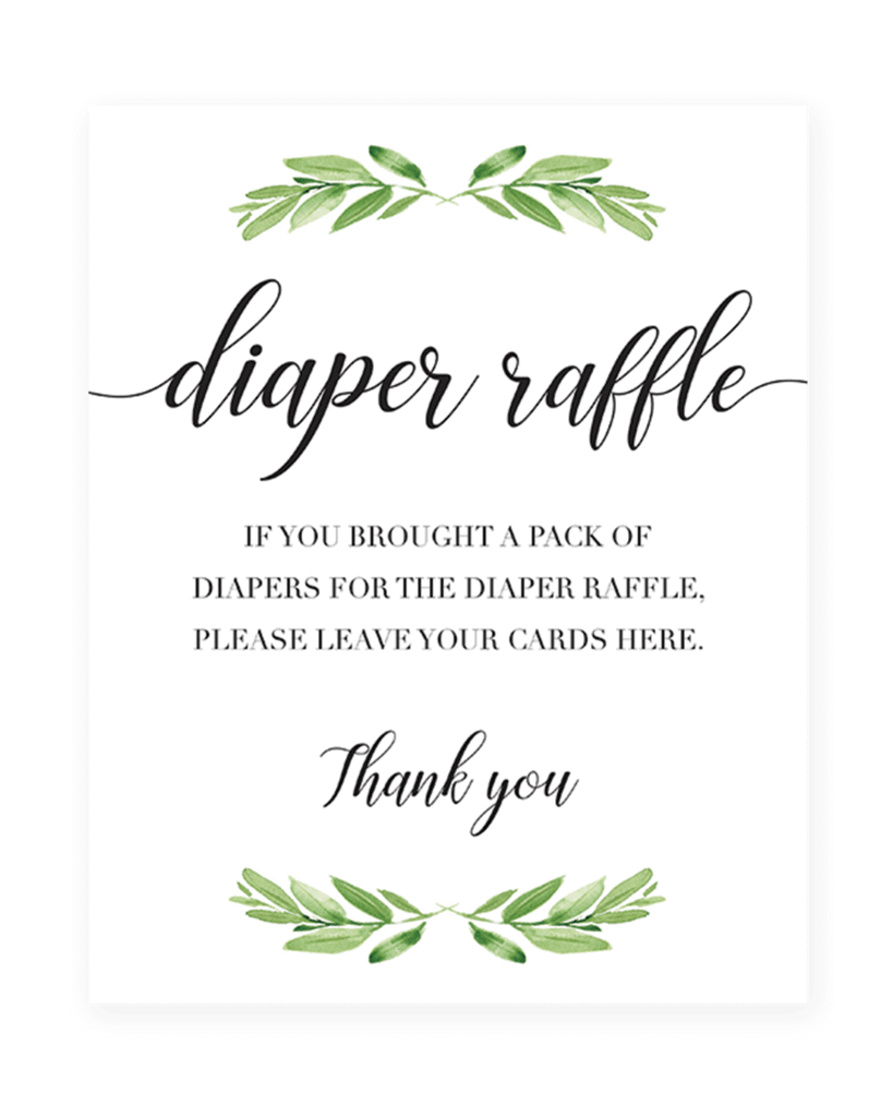 Diaper Raffle Free Printable Sign