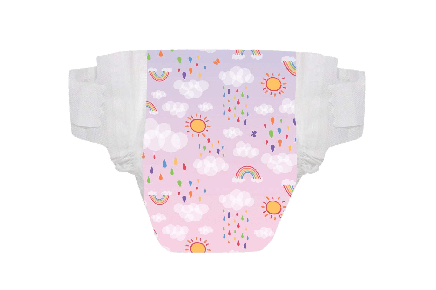 White clipart diaper. Rainbow and sun transparent
