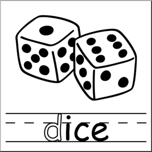 Dice clipart line art. Clip basic words ice