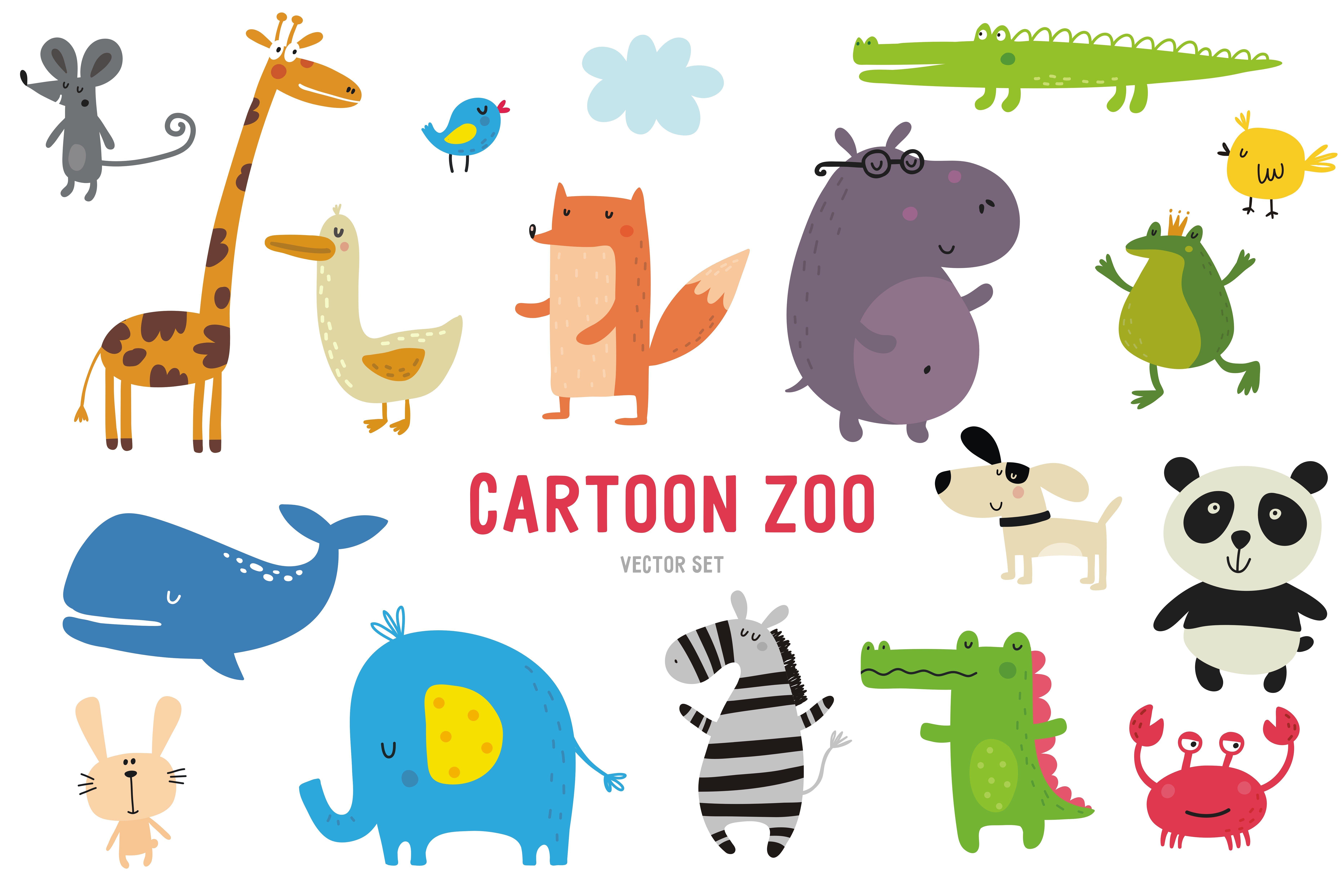 Funny vector eps illustrations. Dictionary clipart zoo