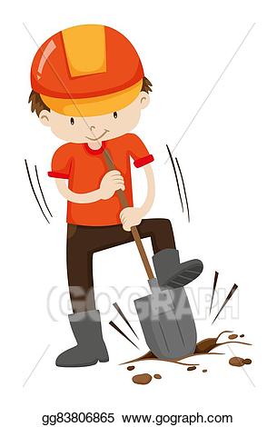 Vector stock man digging. Dig clipart ground hole