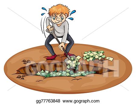 Vector illustration a man. Dig clipart pit