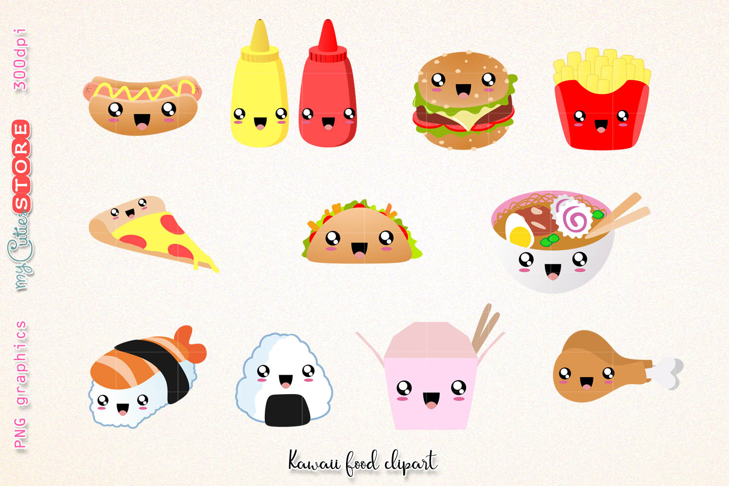 Fast food cute kawaii. Diner clipart menu planning