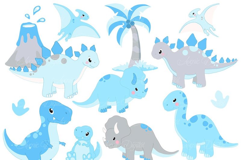 Cute baby by aveniedigital. Dinosaur clipart blue