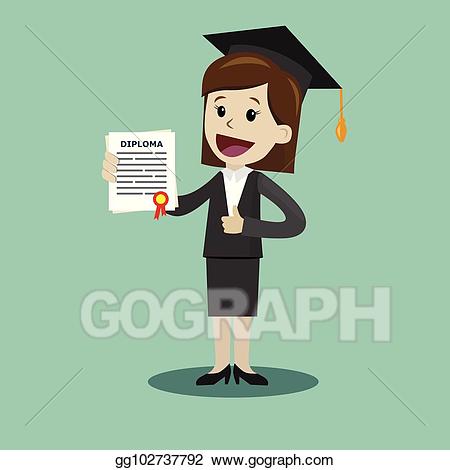 Diploma clipart business degree. Vector stock a woman