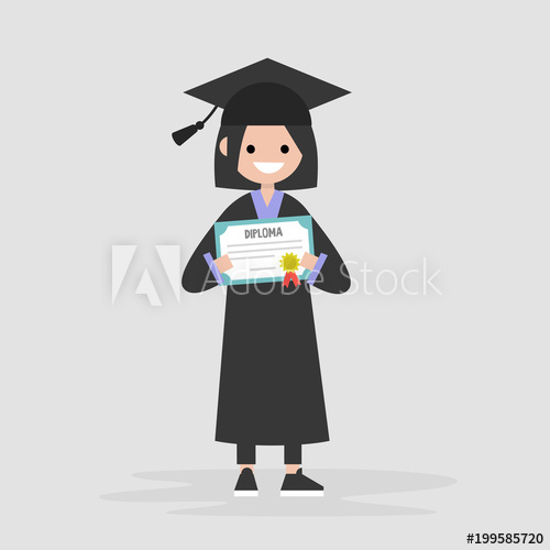 Diploma clipart fundamental. Young female graduate wearing