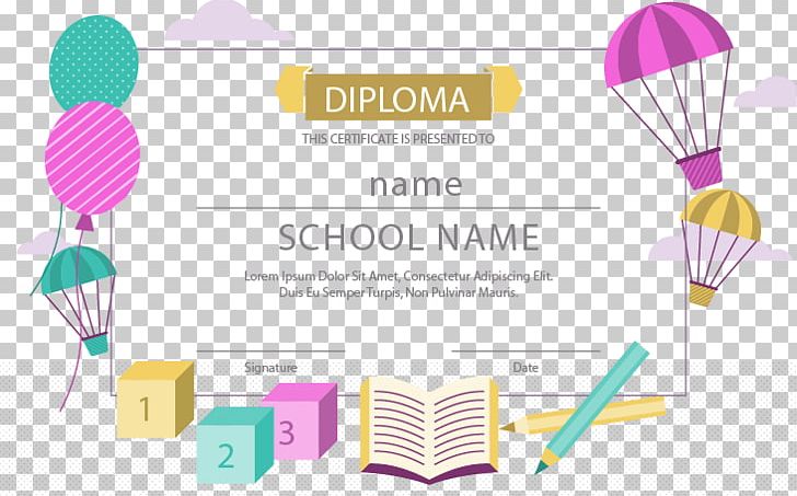 School academic certificate design. Diploma clipart graphic
