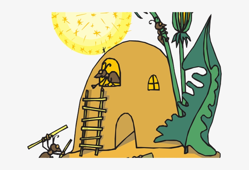 Pile and the grasshopper. Dirt clipart ant mound
