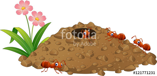 Cartoon ants colony and. Dirt clipart ant mound