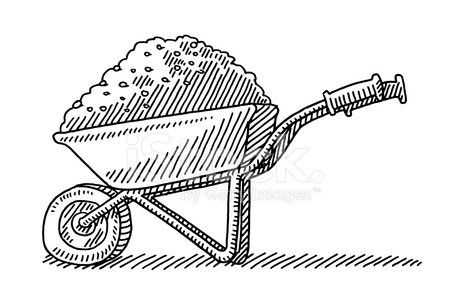 Dirt clipart heap. Wheelbarrow soil drawing premium