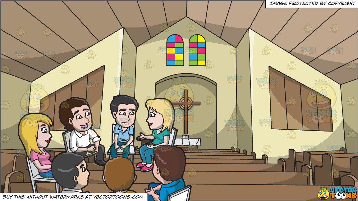 A support group meeting. Discussion clipart cartoon