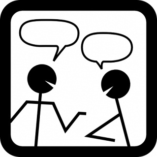 Free student conversation cliparts. Discussion clipart pair