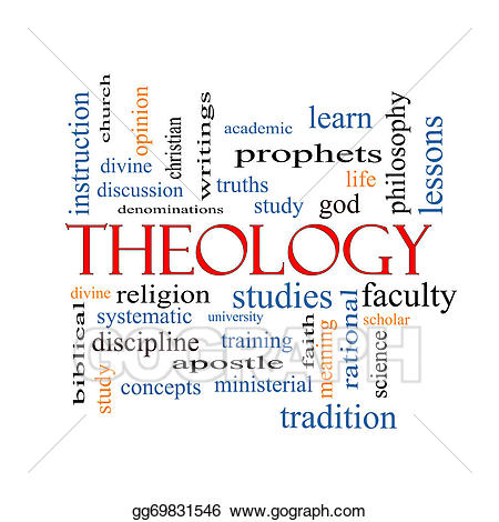 Theology word cloud concept. Discussion clipart systematic