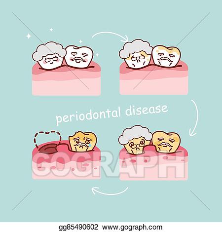 Vector illustration senior tooth. Disease clipart cute