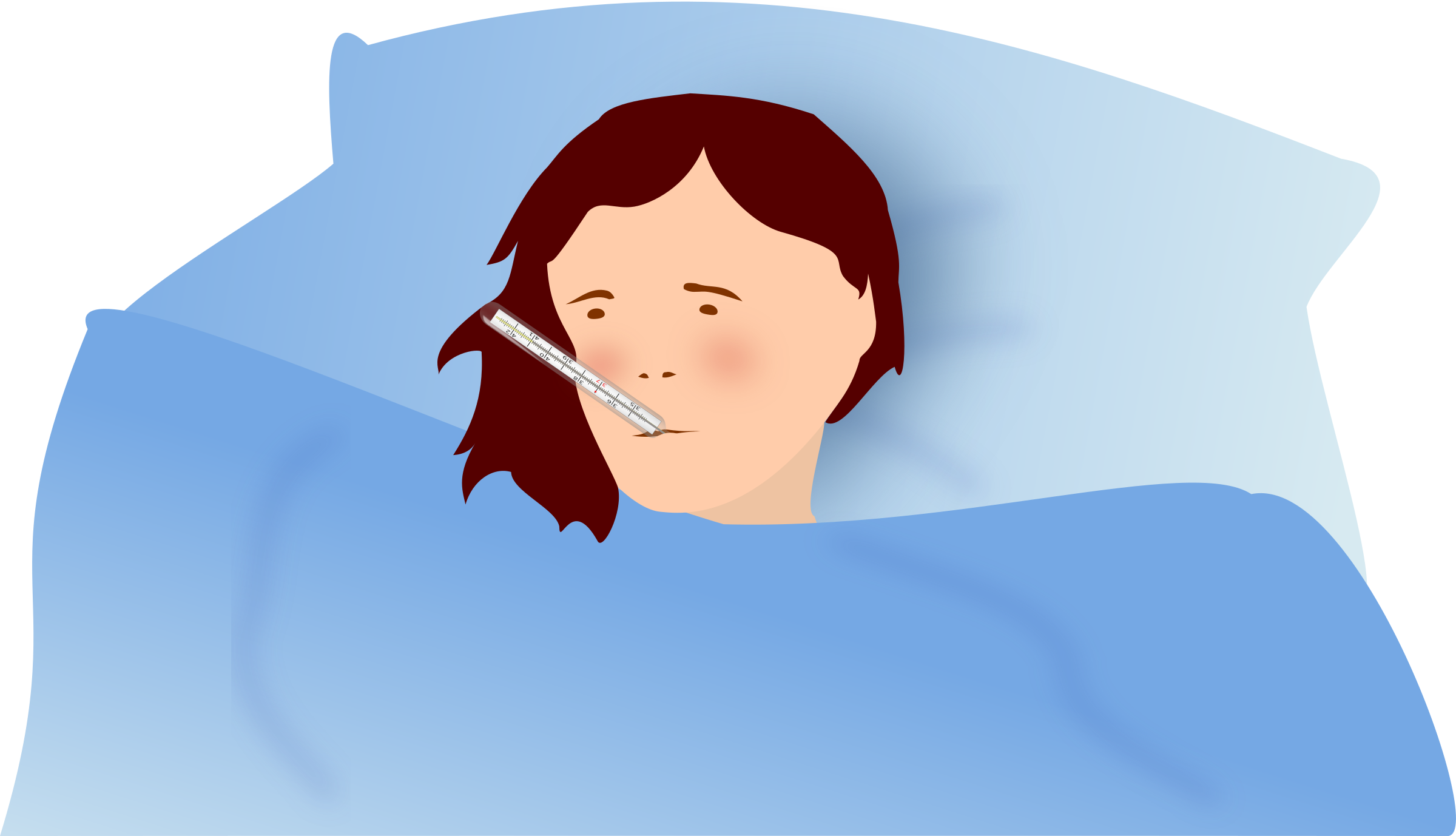 Feverish woman big image. One clipart lung
