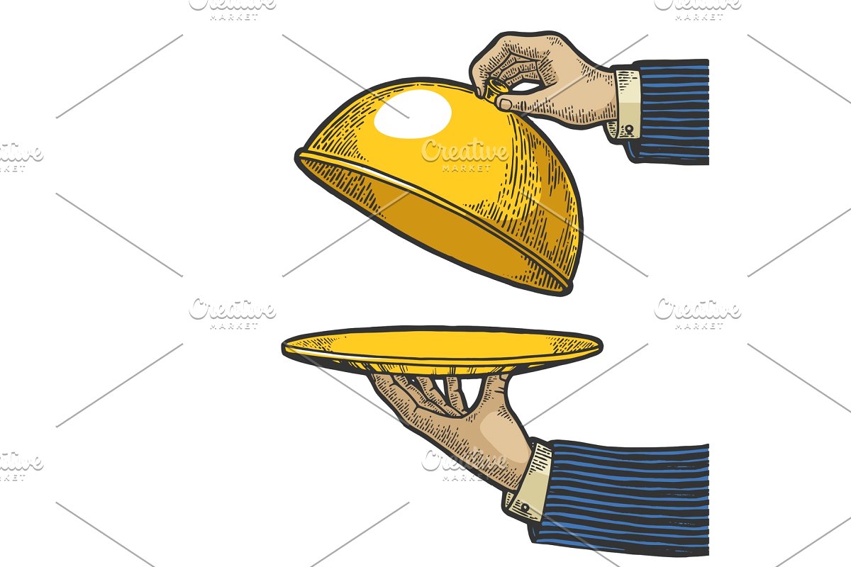 Dish cloche sketch . Dishes clipart color plate