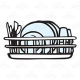 With drying . Dishes clipart dish rack