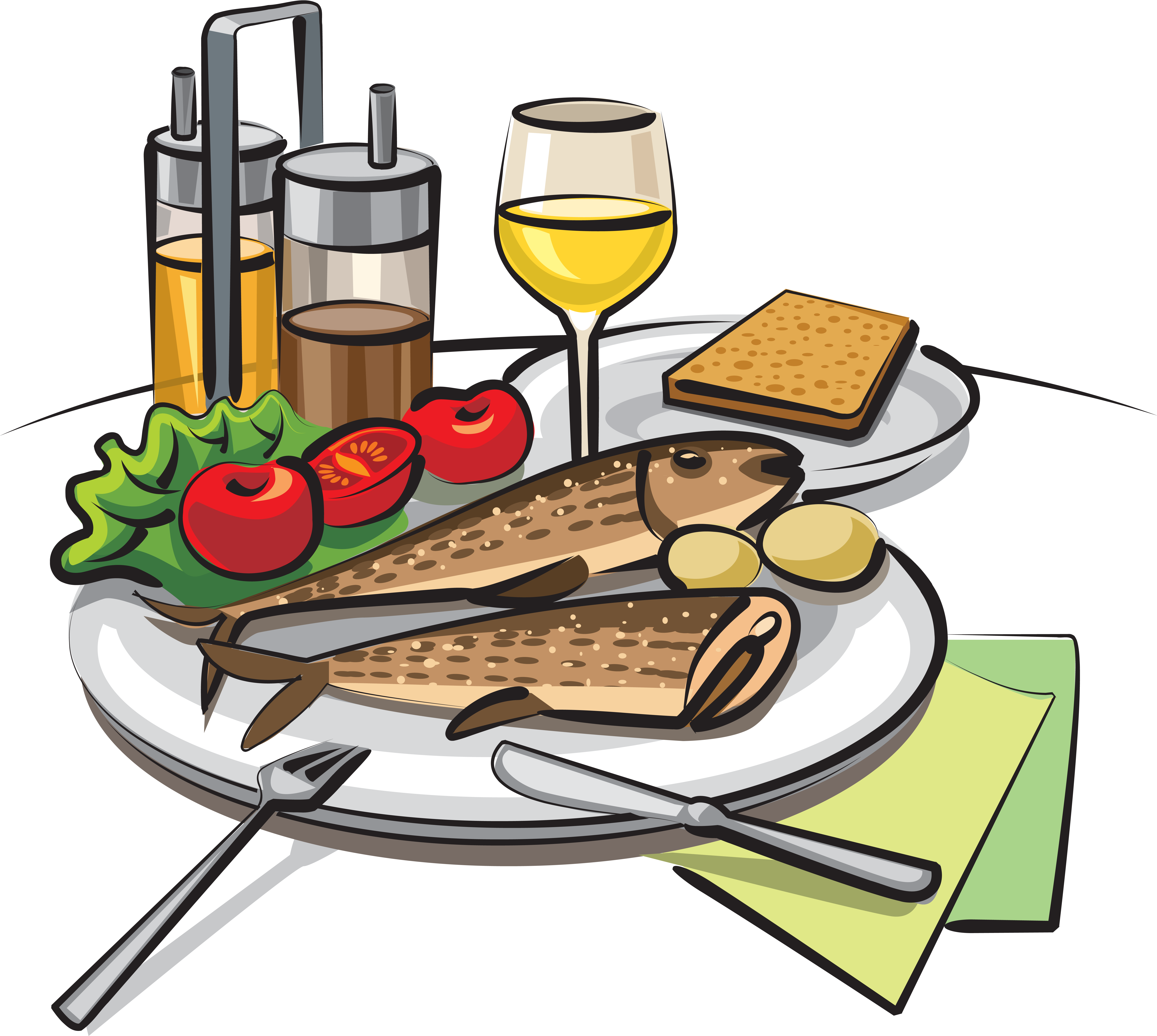 dishes clipart fish cooked