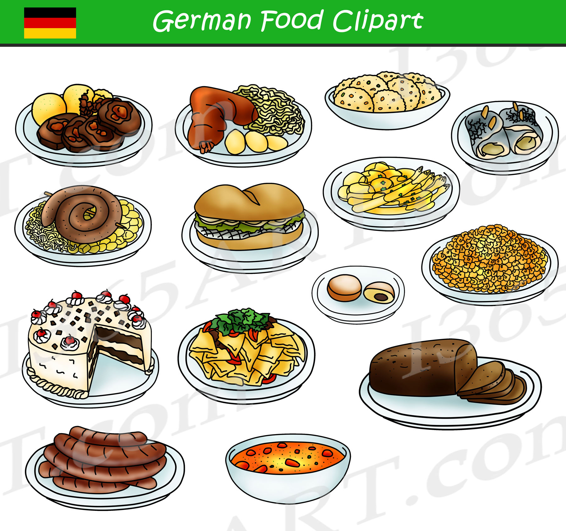 German bundle pack . Dish clipart food dish