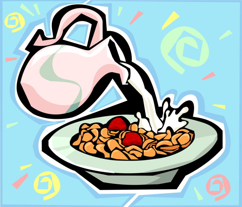 Dish clipart milk bowl. Cereal in with strawberries