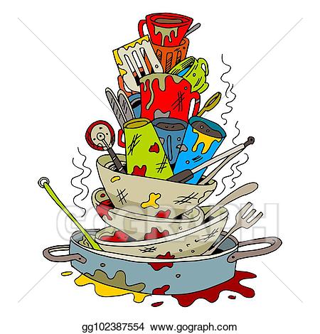 dishes clipart piled up